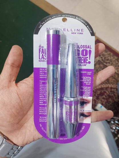 Maybelline New York The Falsies Lash Lift Mascara, Waterproof, Black + Liquid Eyeliner